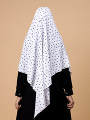 Single-Layer White Printed Khimar Prayer Hijab for Women