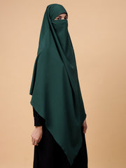 Single-Layer Green Solid Khimar Prayer Hijab for Women