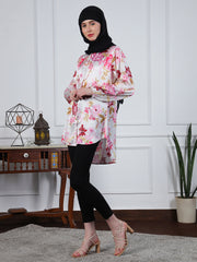 MultiColor Printed Soft Satin Fabric Front Open Modest Shirt For Women