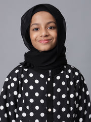 Polka Dot Printed Top-Skirt-Style Abaya Dress For Modest Kids Girls