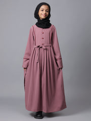 Puce Pink Solid Abaya for Modest Kids Girls