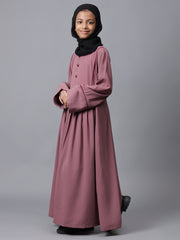 Puce Pink Solid Abaya for Modest Kids Girls