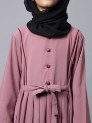 Puce Pink Solid Abaya for Modest Kids Girls