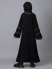 Side Pockets Black Aline Abaya for Modest Kids Girls