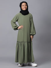 Aline Jade Green Abaya for Modest Kids Girls