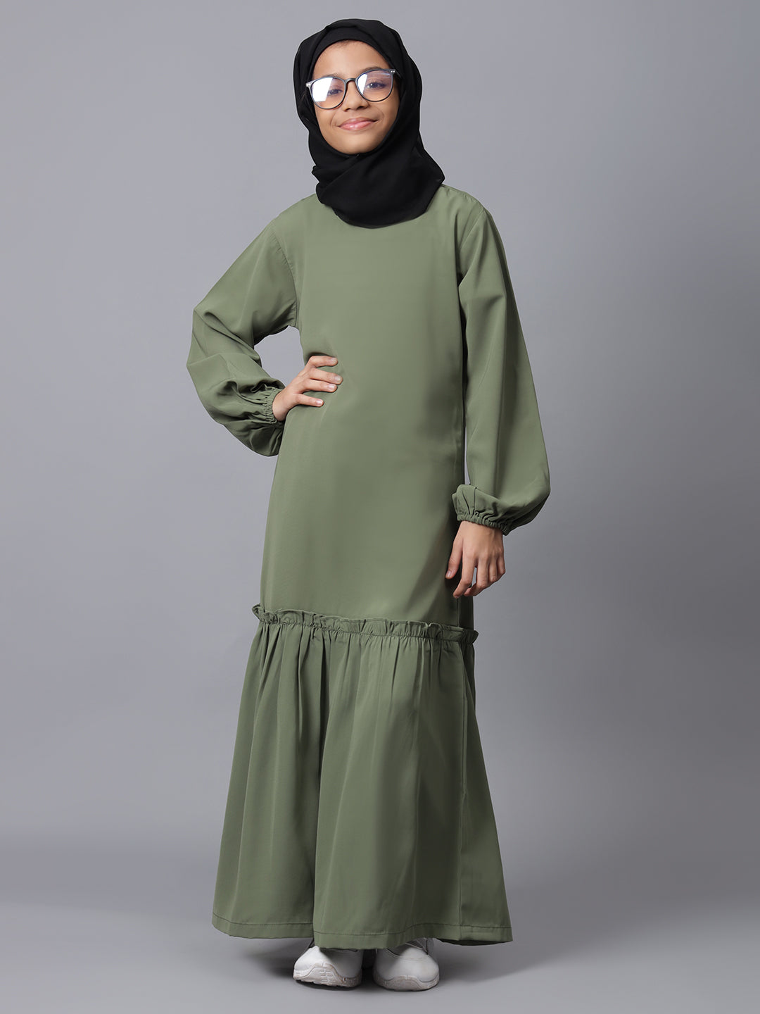 Aline Jade Green Abaya for Modest Kids Girls