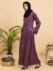 Modest Luxury Hand worked Front Open Abaya Burqa with Hijab