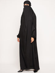 Black Solid One Piece Free Size Jilbab for Girls and Women