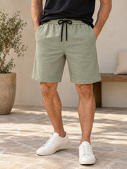 Sage Green Natural Linen Shorts for Men