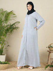 Front Open Printed Abaya Burqa with Black Hijab