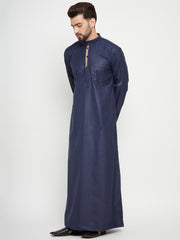 Blue Arab Thobe / Jubba for Men with Straight Sleeves