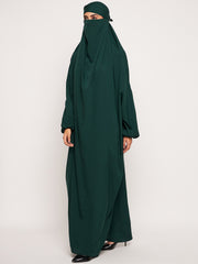 Bottle Green Solid One Piece Free Size Jilbab for Girls and Women