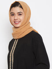 Gold Regular Use Georgette Solid Hijab Stole For Women