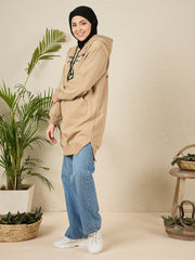 Wow Modest Winter Wear – Beige Fleece Hoodie for Women