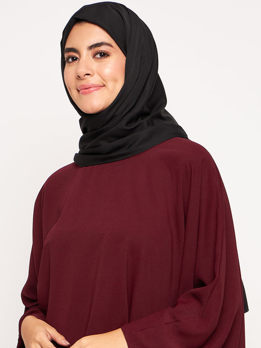 Black Solid Regular Use Crepe Hijab Stole for Women