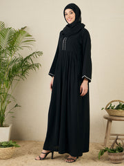 Embroidered Black Abaya Burqa with Black Hijab
