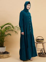 Modest Solid Green Abaya Burqa with Matching Hijab