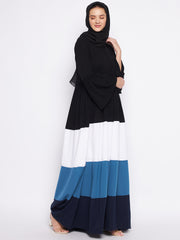 Multi-Colored Abaya for Women Women with Black Georgette Hijab