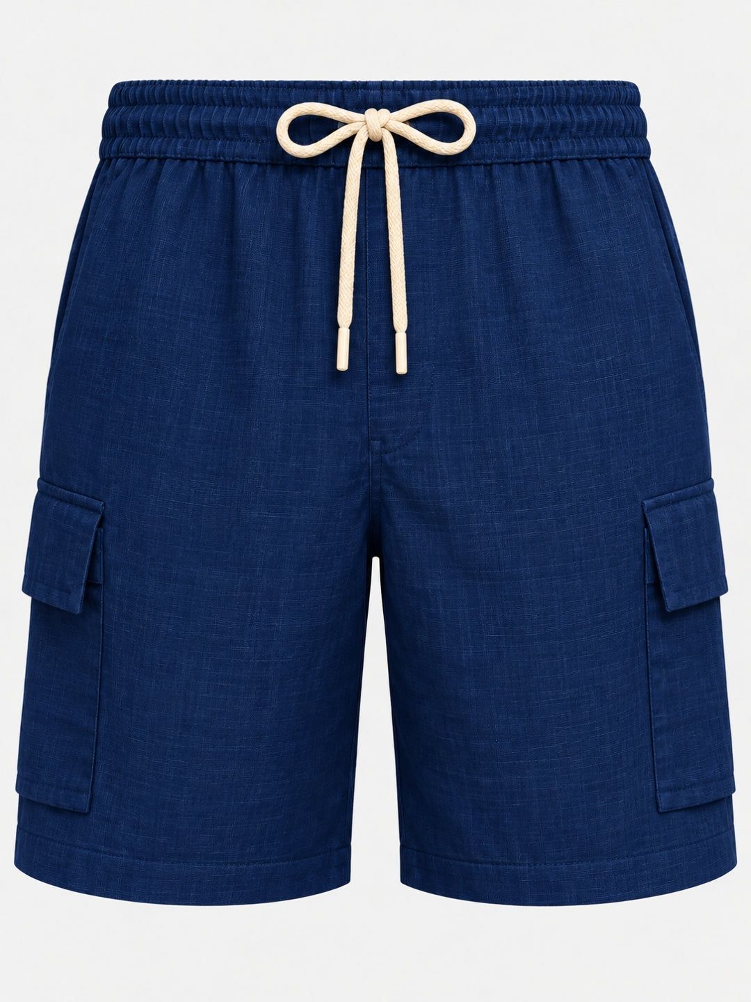 Navy Blue Cargo Linen Shorts for Men – Casual Wear