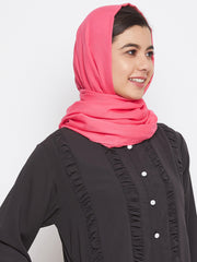 Pink Solid Everyday Use Rayon Hijab Stole For Women