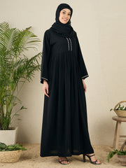 Embroidered Black Abaya Burqa with Black Hijab