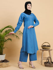 Modest Front Open Denim Co-ord set for women