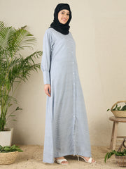 Front Open Printed Abaya Burqa with Black Hijab