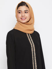 Gold Regular Use Georgette Solid Hijab Stole For Women