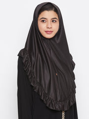 Black Solid Lycra Fabric Khimar Hijab For Women