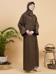 Front Open Modest Oat Abaya Burqa with Matching Hijab