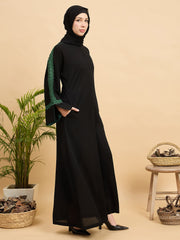 Modest Lace Abaya Burqa with Black Georgette Hijab