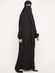 Black Solid One Piece Free Size Jilbab for Girls and Women