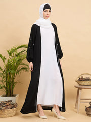 2 Piece Modest Luxury Abaya with White Georgette Hijab