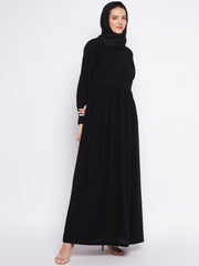 Black Solid Nida Matte Abaya for Women with Black Georgette Hijab