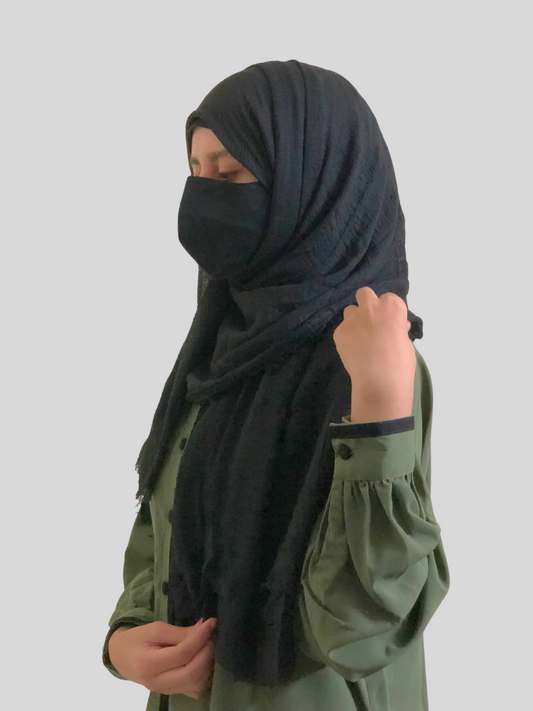 Black Cotton Crinkle Women’s Hijab
