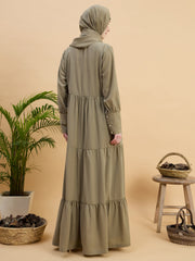 Modest Solid Beige Abaya Burqa with Matching Hijab