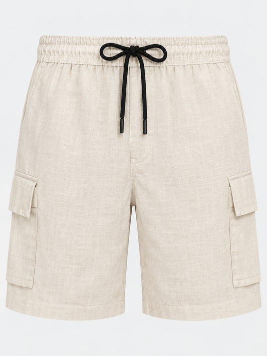 Off White Cargo Linen Shorts for Men – Casual Wear