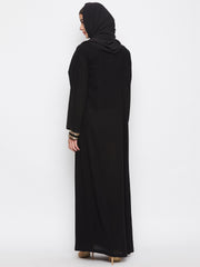 Black Embroidery Design Abaya with Black Georgette Hijab