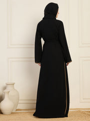 Nabia Women 2 Piece Black and Oat Shrug Set with Matching Black Hijab