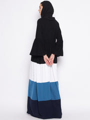 Multi-Colored Abaya for Women Women with Black Georgette Hijab