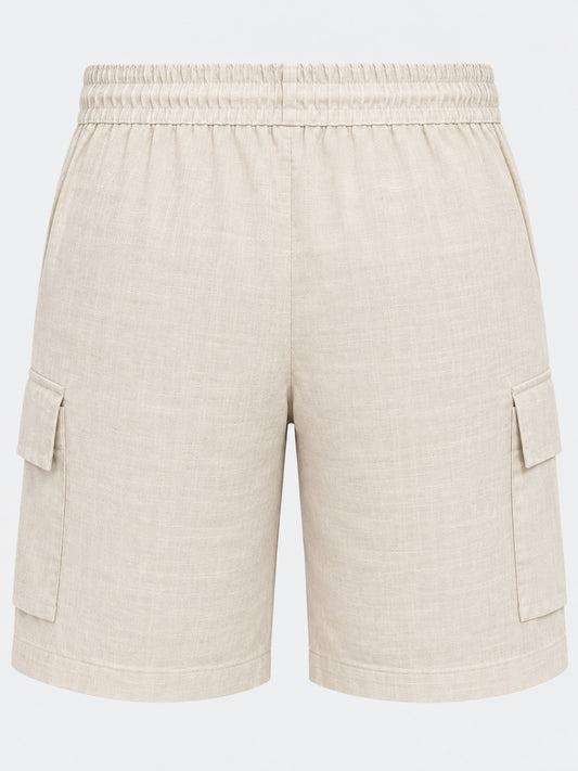 Off White Cargo Linen Shorts for Men – Casual Wear