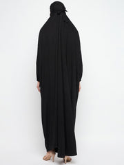 One Piece Black Loose Fit Jilbab Abaya For Girls and Women