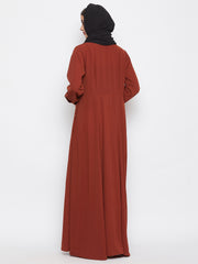 Rust Abaya Dress for Women with Black Georgette Hijab