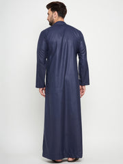 Blue Arab Thobe / Jubba for Men with Straight Sleeves