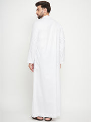 White Plain Arab Thobe / Jubba for Men with Mandarin Collar