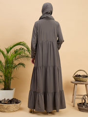 Modest Grey Abaya Burqa with Matching Hijab