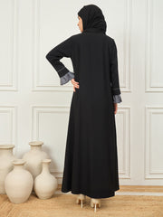 2 Piece Shrug Set Abaya with Black Georgette Hijab for Women