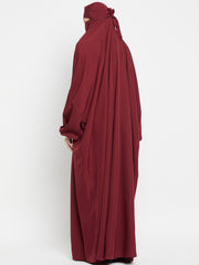 Maroon Solid One Piece Free Size Jilbab for Girls and Women