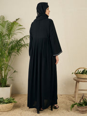 Embroidered Black Abaya Burqa with Black Hijab
