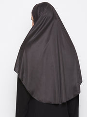 Women Black Solid Lycra Fabric Khimar Hijab For Regular Use